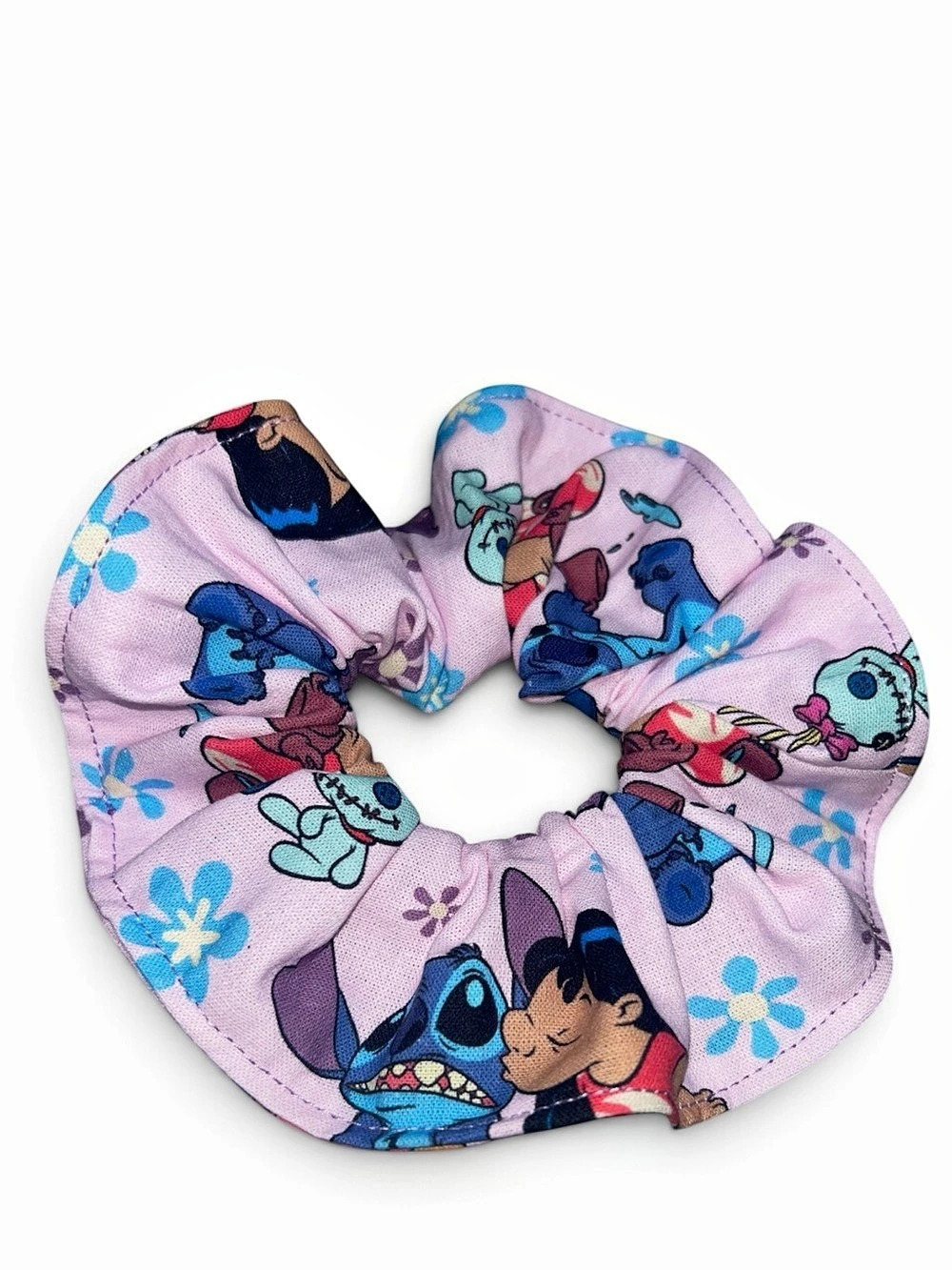 Handmade Disney Character Floral Scrunchie Pink & Blue